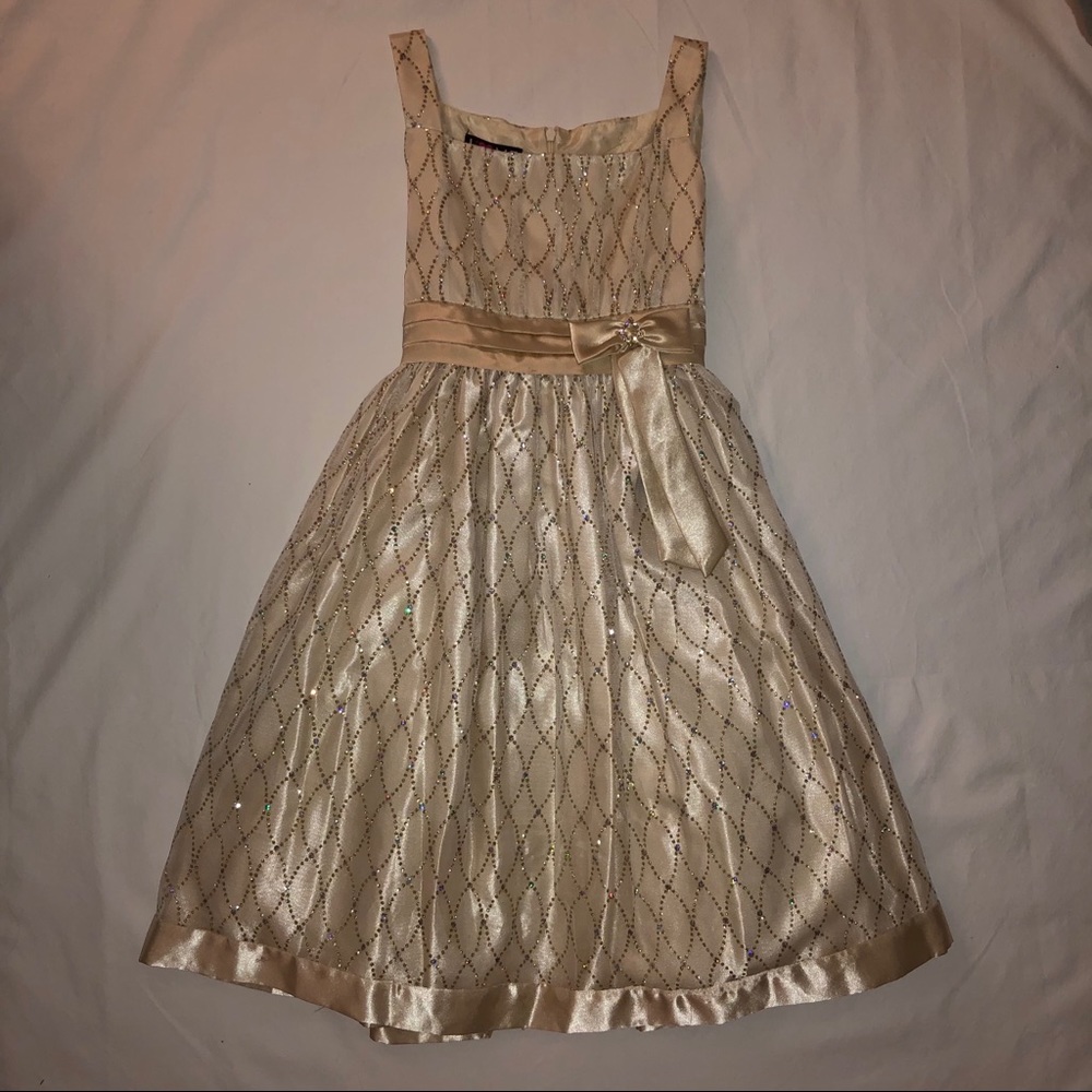 gold kids dress for holiday / special occasion